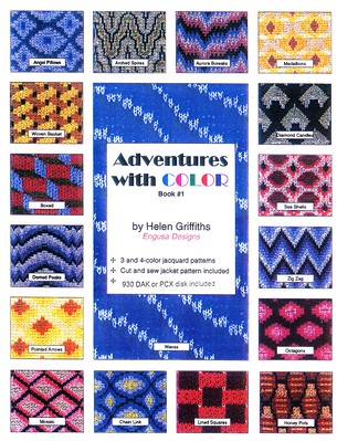 Cover of Adventures with Color, book 1 (3 and 4-color jacquard patterns; cut an sew jacket pattern included; 930 DAK disc included)